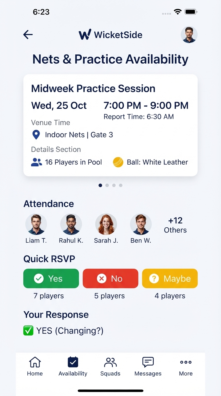 Nets & Practice Logistics Poll Screen